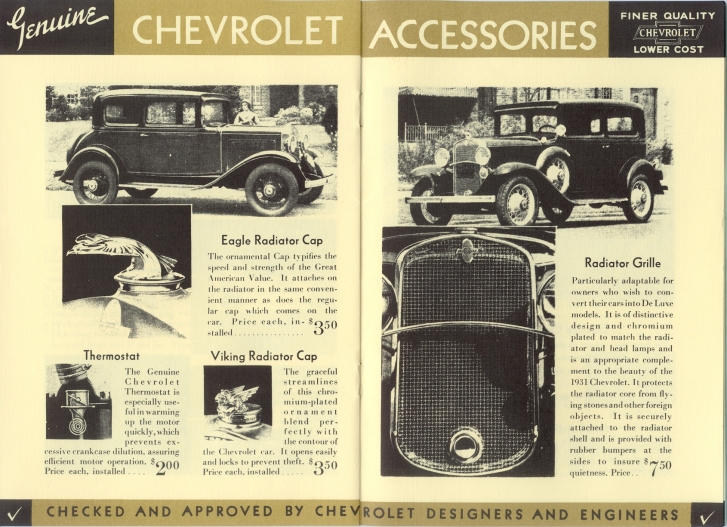 1931 Chevrolet Accessories Booklet Page 2